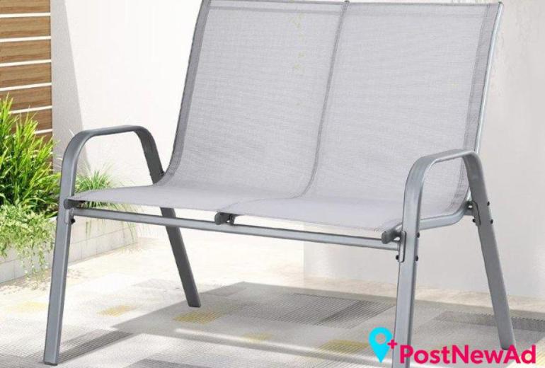 Gardeon Grey Steel Outdoor Bench for Backyard Seating
