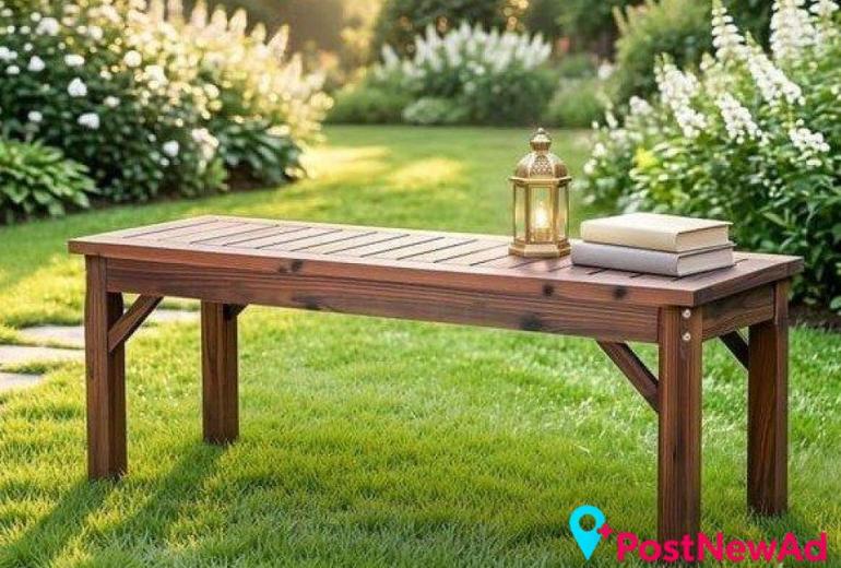 Brown Timber Garden Bench 120cm for Outdoor Seating
