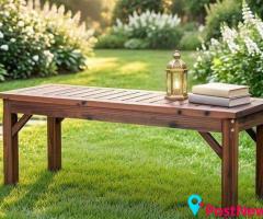 Brown Timber Garden Bench 120cm for Outdoor Seating